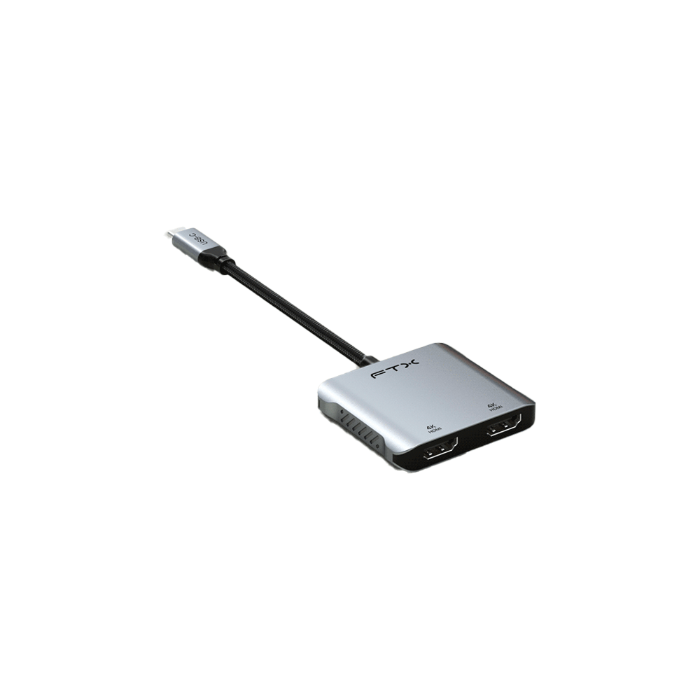 ADAPTADOR USB-C - 2 HDMI/USB-C/USB-A FTX-CM2H4K-AG 4K/60HZ/100W/GRIS-SKU:115575