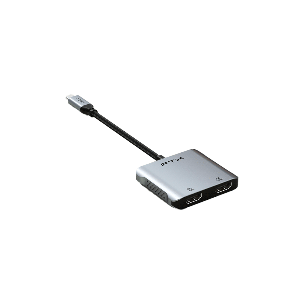 ADAPTADOR USB-C - 2 HDMI/USB-C/USB-A FTX-CM2H8K-AG 8K/60HZ/100W/GRIS-SKU:115582