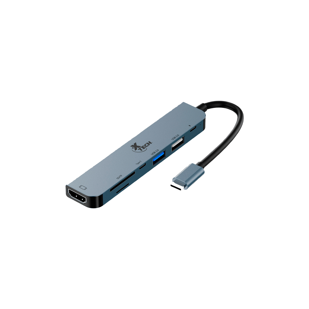 HUB USB-C/7 EN 1 XTECH XTC-571 4K/5GBPS/SD/USB-C GRIS-SKU:117401