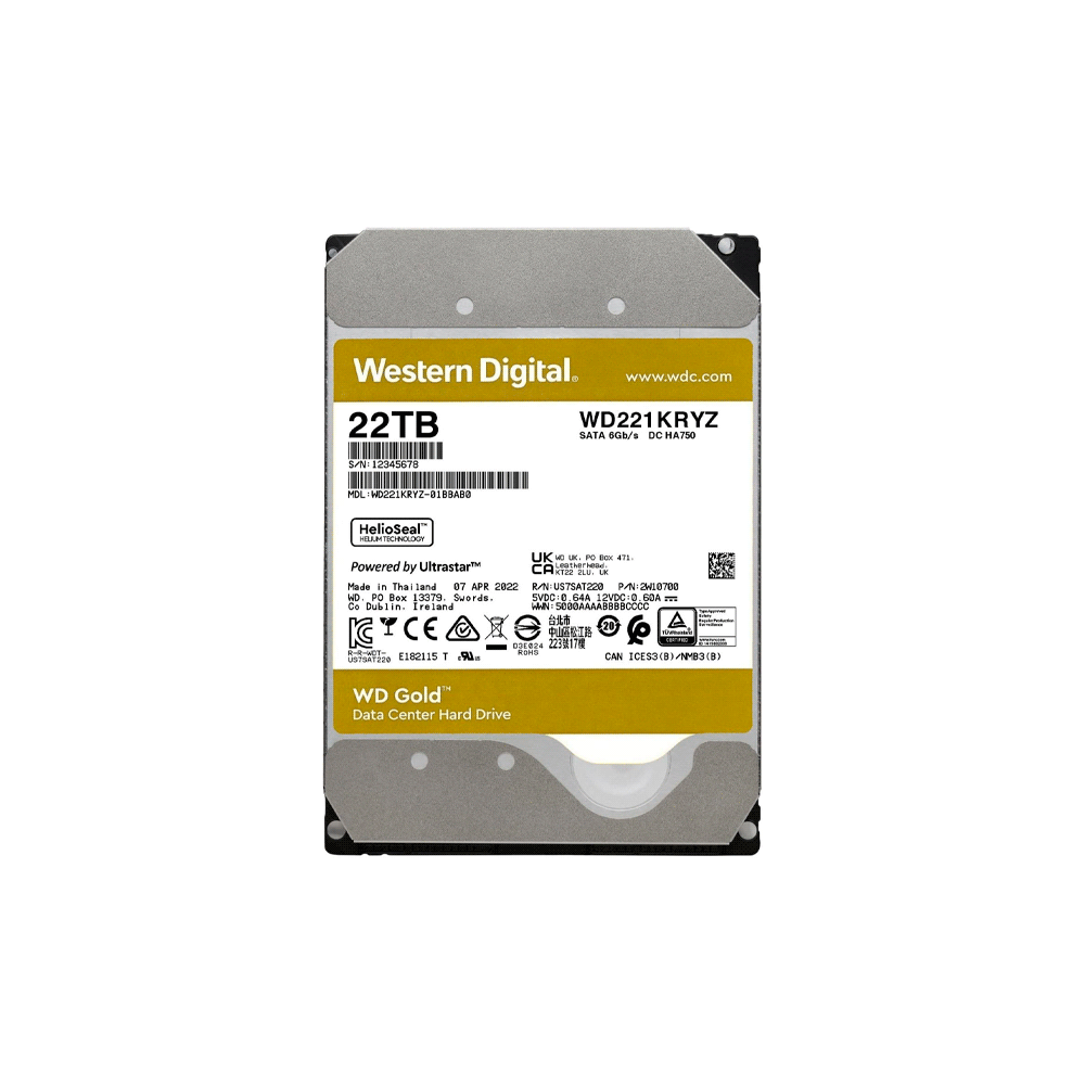 DISCO DURO SATA3 22TB WESTERN DIGITAL GOLD ENTERPRISE 7200 512MB WD221KRYZ (GARANTIA BR)-SKU:119085