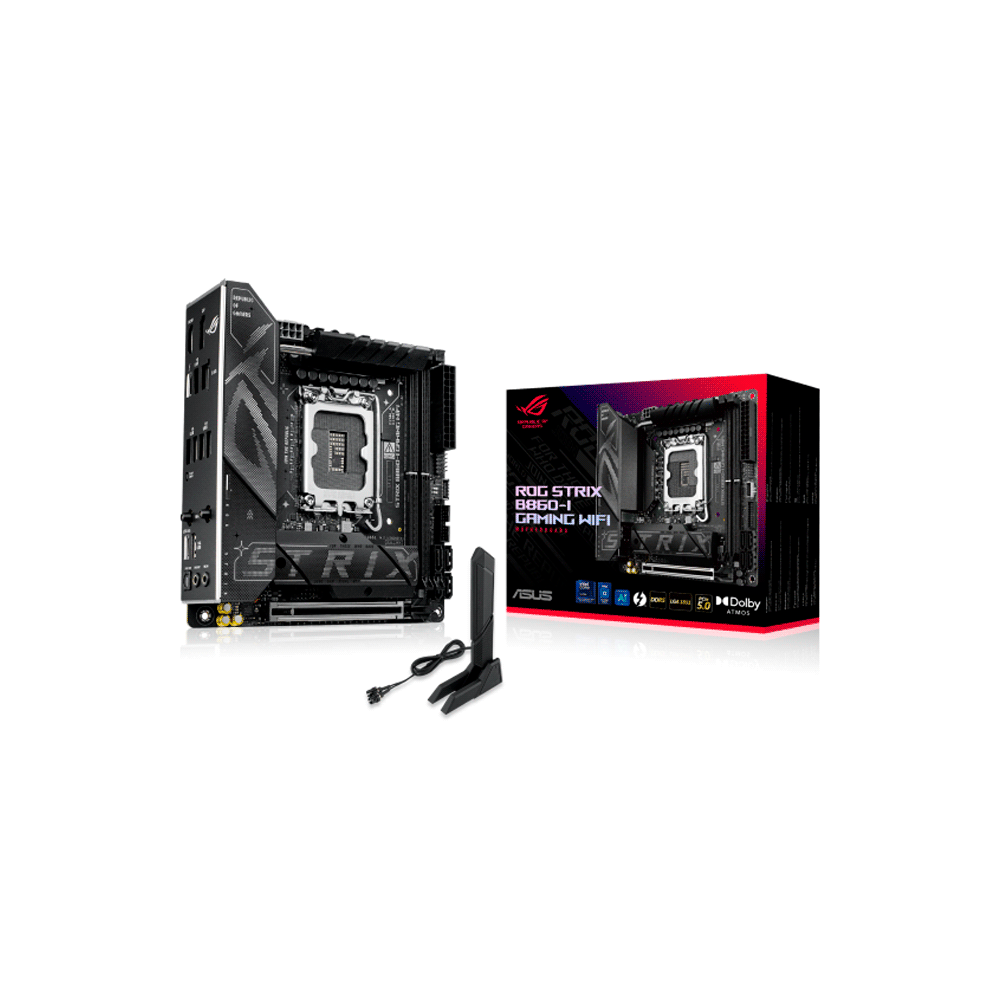 PLACA MADRE ASUS 1851 B860-I GAMING WIFI ROG STRIX DDR5 S/R/HDMI/DP/2M2/MITX-SKU:119467