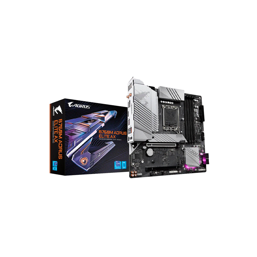 PLACA MADRE GIGABYTE 1700 B760M AORUS ELITE AX DDR5 S/R/HDMI/DP/2M2/WIFI/MATX-SKU:120456