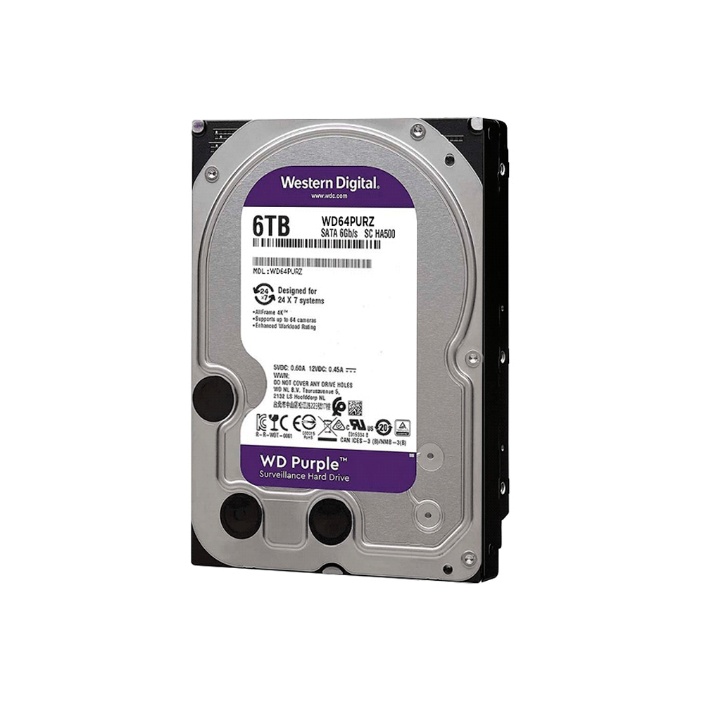 DISCO DURO SATA3 6TB WESTERN DIGITAL PURPLE 5400 256MB WD64PURZ SURV (GARANTIA BR)-SKU:120517