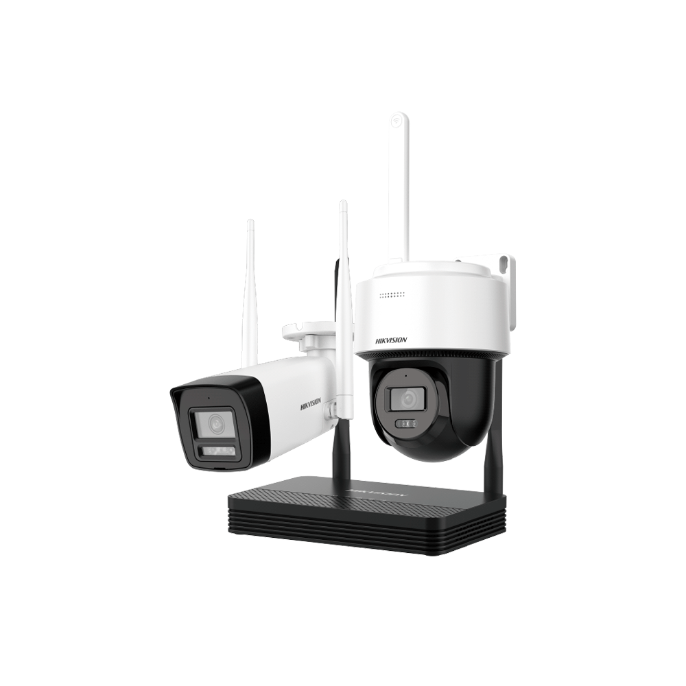 CAMARAS IOT + NVR HIKVISION 4CH + 2CAM C/IR MICROFONO/PARLANTE/WIFI DS-J142I/NKS422W03H-SKU:123266
