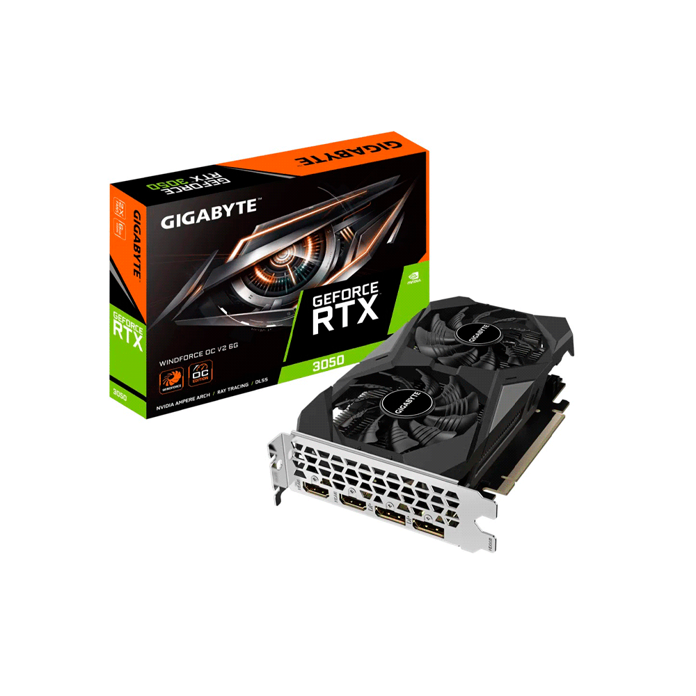 PLACA DE VIDEO GIGABYTE RTX3050 WINDFORCE OC 6G DDR6 GV-N3050WF2OCV2-6GD-SKU:123303