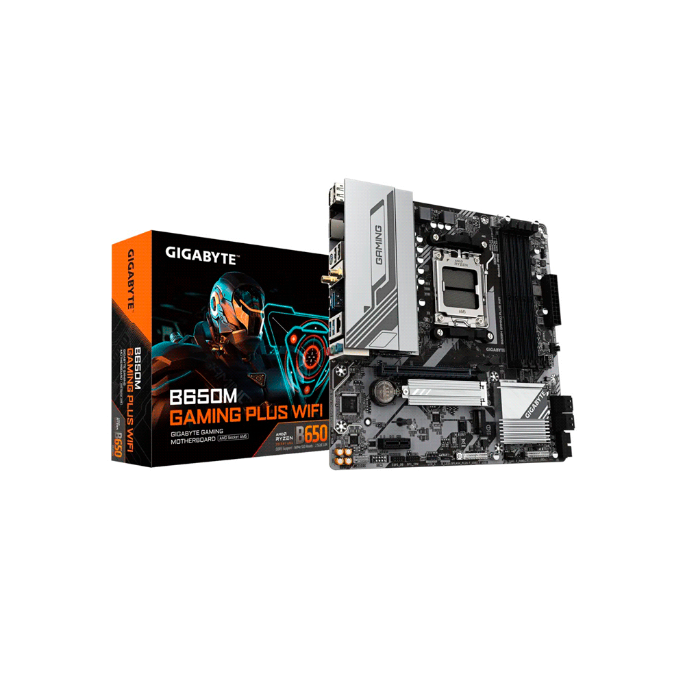 PLACA MADRE GIGABYTE AM5 B650M GAMING PLUS WIFI DDR5 S/R/HDMI/DP/2M2/USB/MATX-SKU:124508