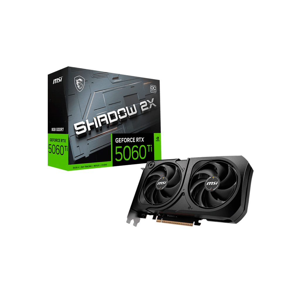 PLACA DE VIDEO MSI RTX5060TI SHADOW 2X 8G OC PLUS DD7 912-V536-023-SKU:126267