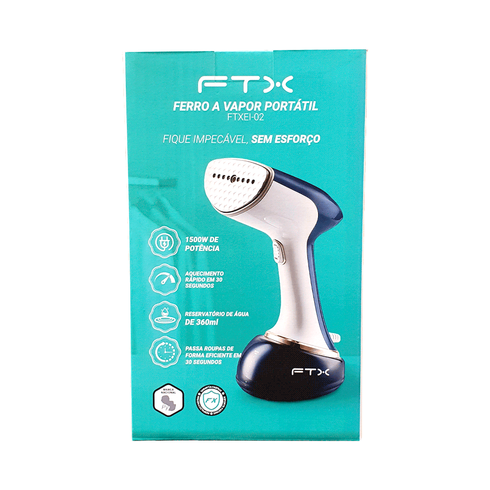 PLANCHA DE VAPOR PORTATIL FTX 1500W 220V/360ML BLANCO/ AZUL EI-02 Hover