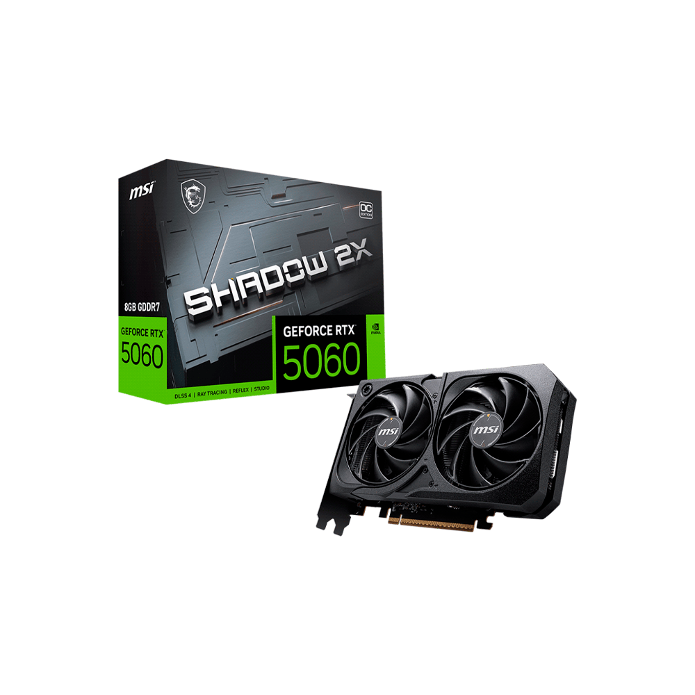 PLACA DE VIDEO MSI RTX5060 SHADOW 2X 8G OC MSI GDDR7 912-V537-038-SKU:127554