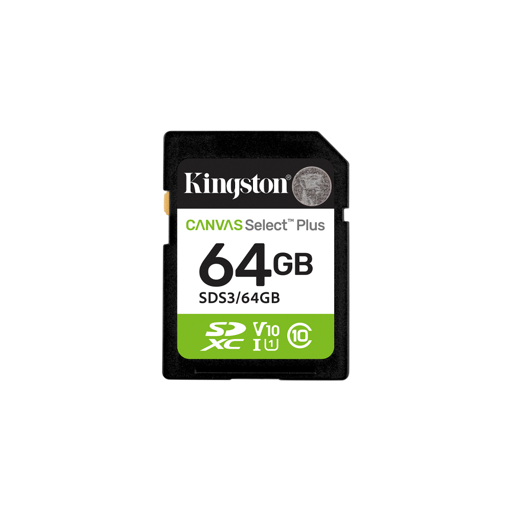 MEMORIA SD KINGSTON 64GB CANVAS SELECT PLUS SDXC CLASS 10 SDS3/64GB-SKU:127622