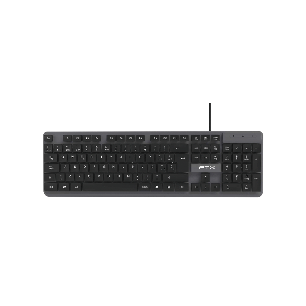 TECLADO FTX USB FTX K87 NUMERICO/ESPAÑOL/GRIS CON NEGRO
