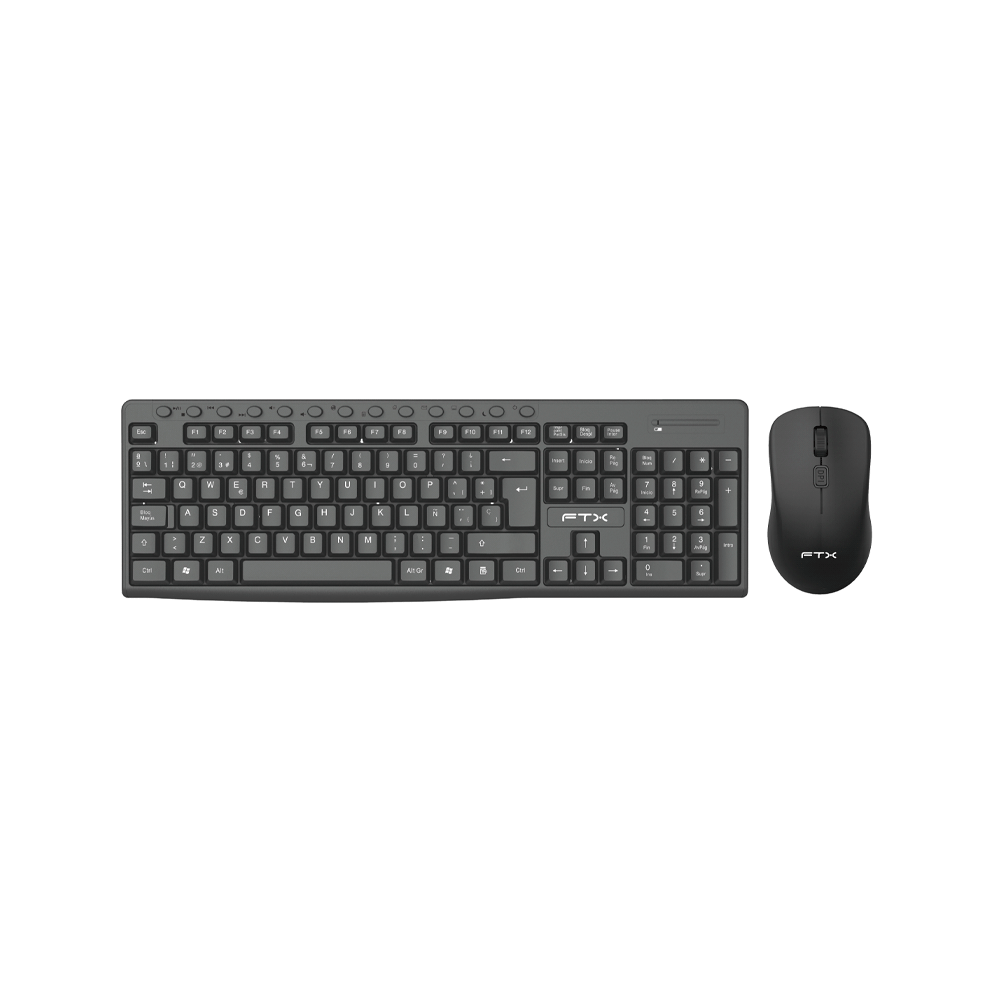 TECLADO + MOUSE FTX WIRELESS FTXKM250 MULTIMEDIA/NUMERICO/ESPAÑOL/NEGRO-SKU:128773