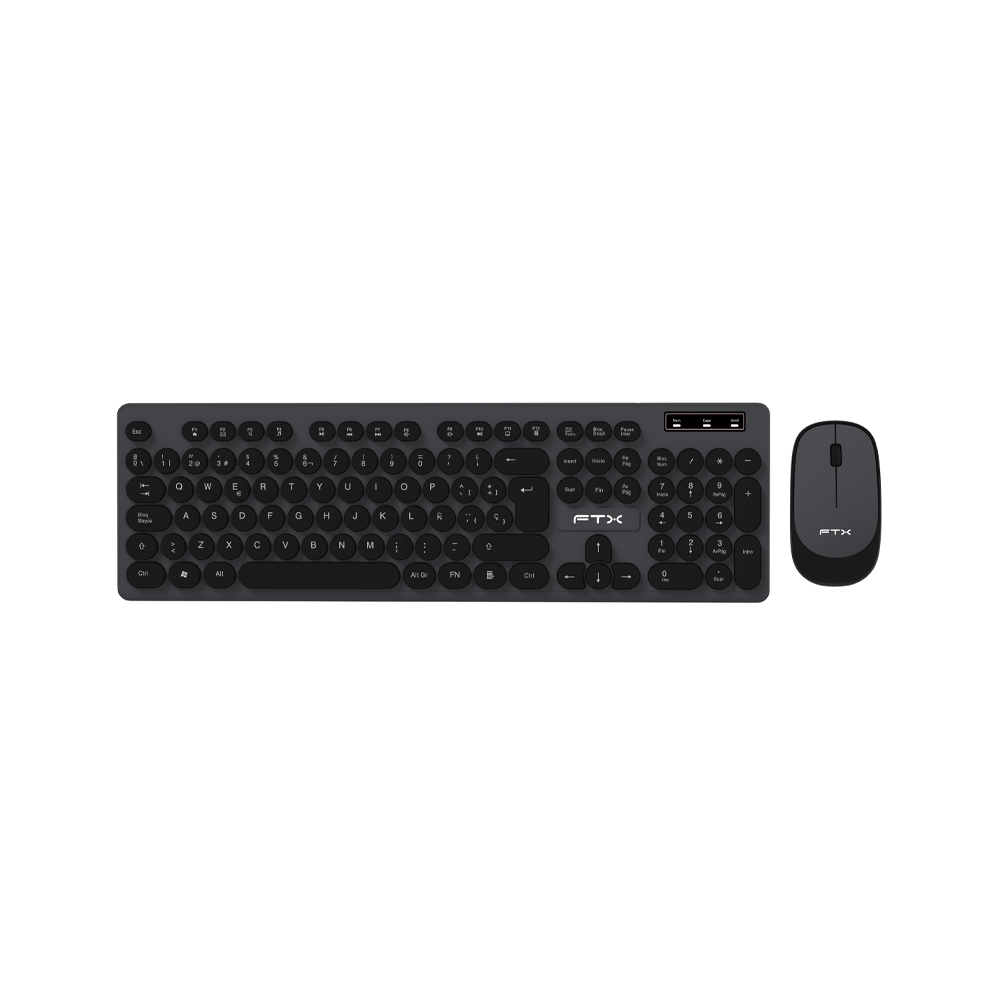 TECLADO + MOUSE FTX WIRELESS FTXKM400 NUMERICO/ESPAÑOL/NEGRO CON GRIS-SKU:128797