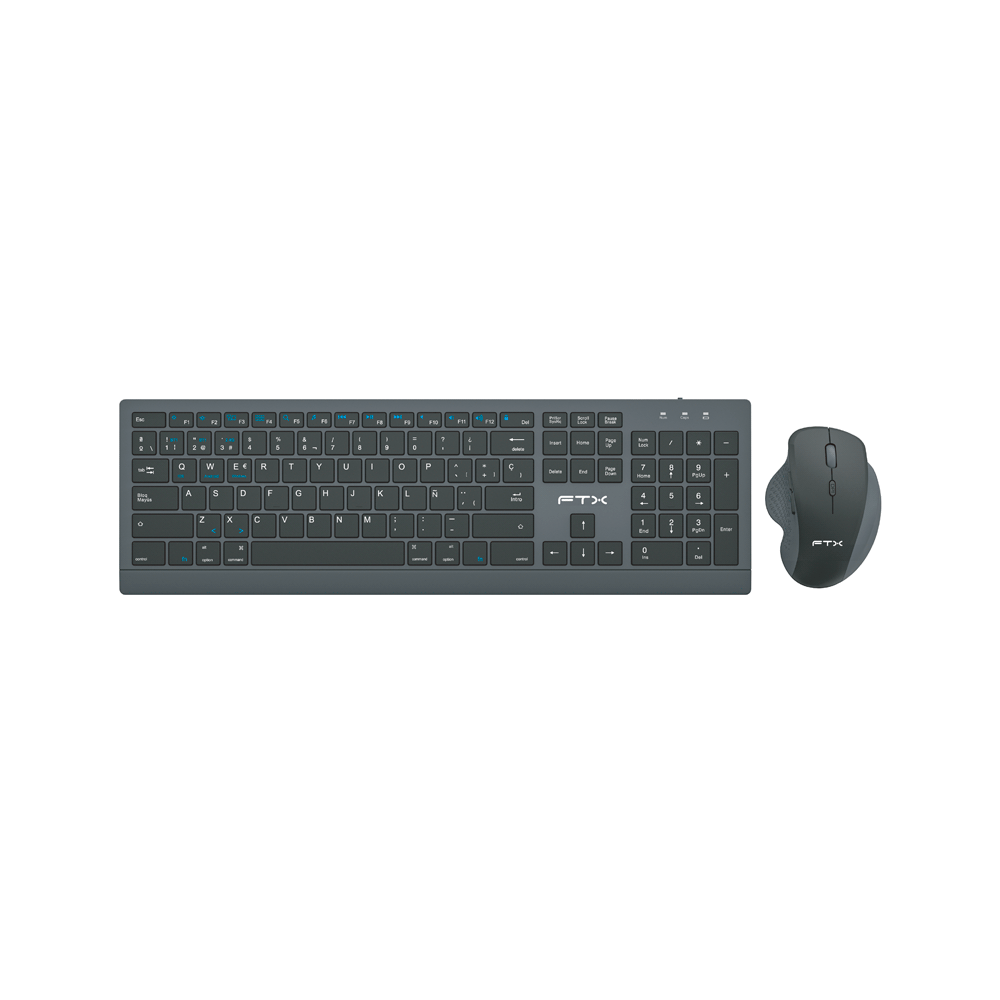 TECLADO + MOUSE FTX WIRELESS FTXKM500 NUMERICO/ESPAÑOL/NEGRO-SKU:128810