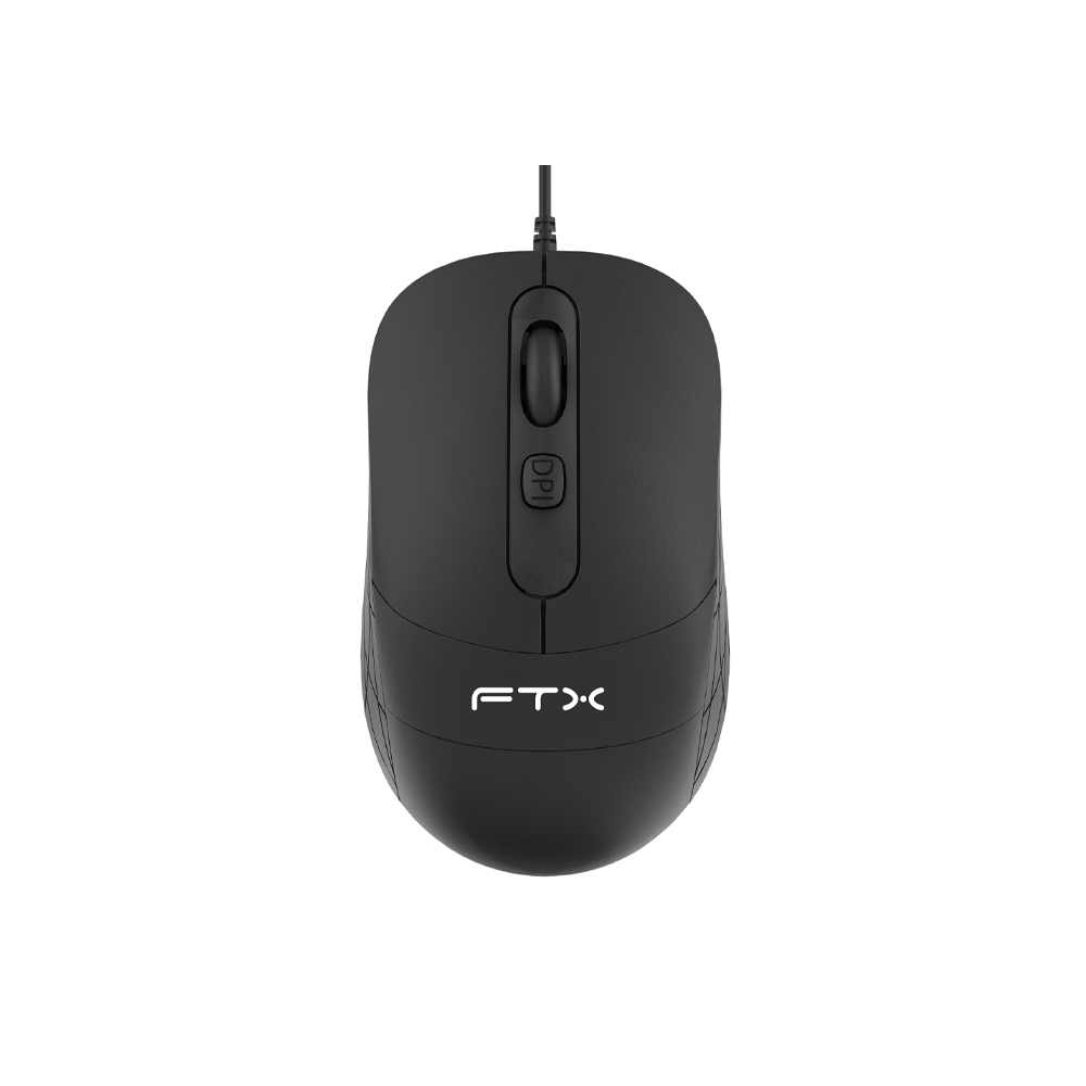 MOUSE FTX USB FTXM73 2400DPI/4 BOTONES/1.2M/NEGRO-SKU:128865