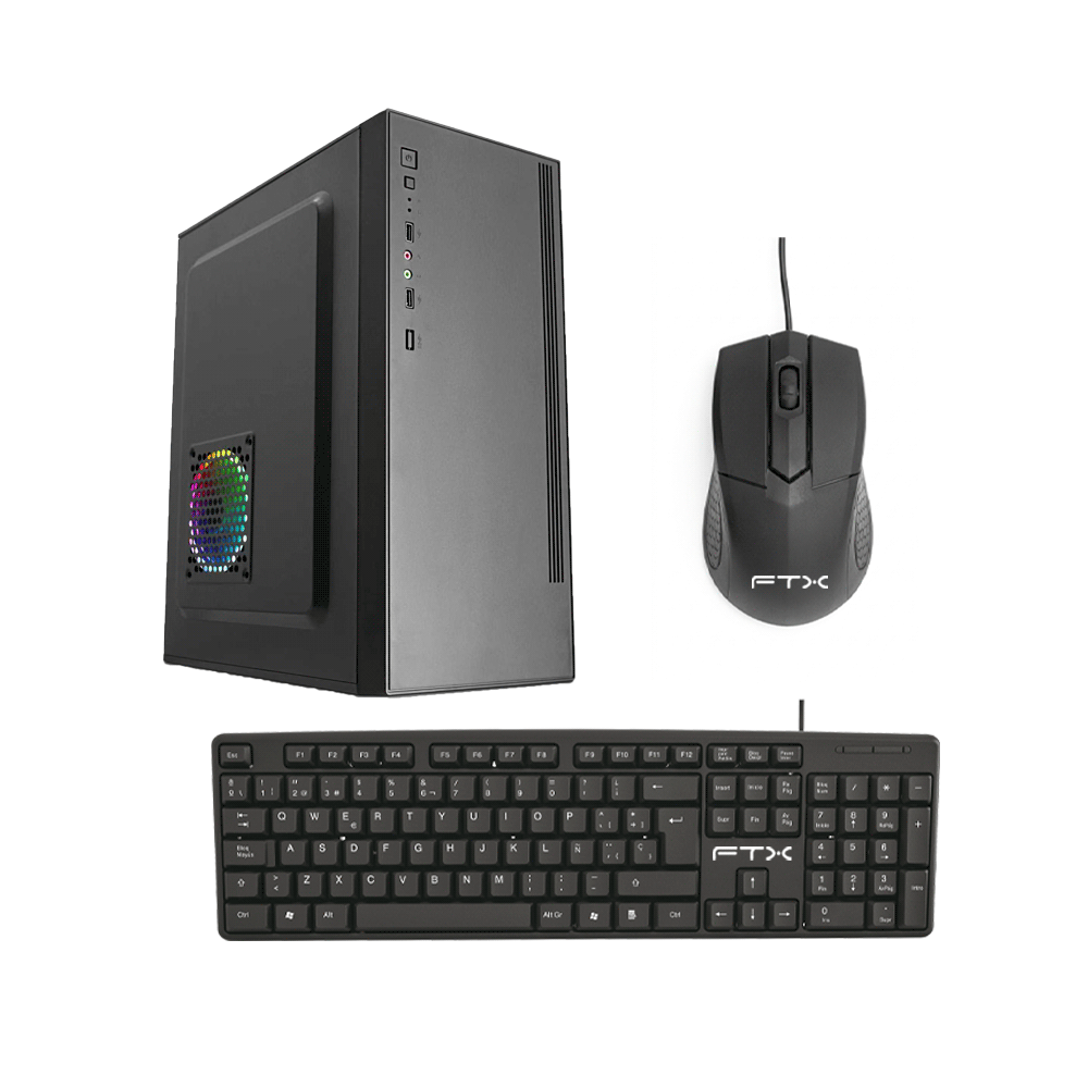GABINETE KIT FTX PCC-5W3SK C/FUENTE 500W MOUSE+TECL/ESP ATX/MATX/ITX
