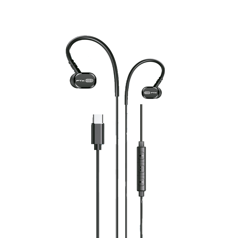 AURICULAR CON MICROFONO FTX E06C-BK USB-C/ CABLE DE 1.2 METROS NEGRO