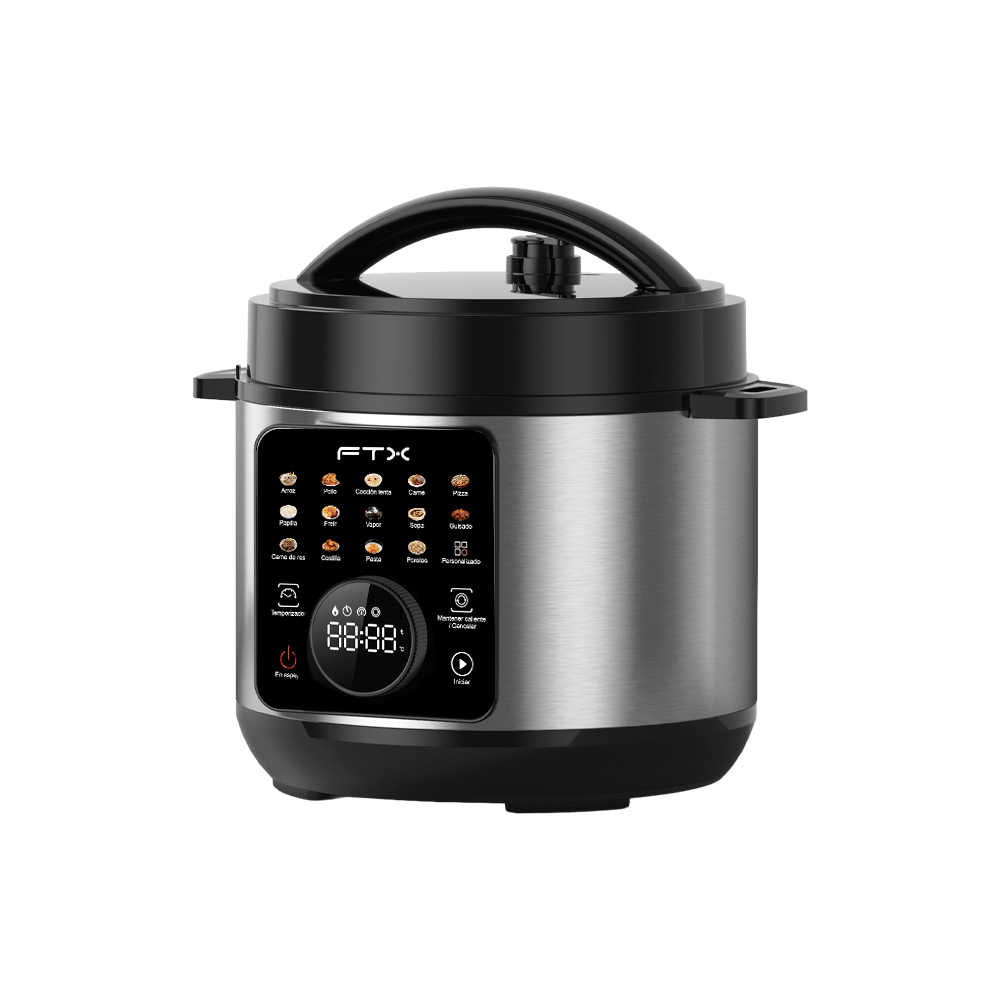 OLLA A PRESION FTX 6L 1000W 220V TOUCH CON SELECTOR PLATEADO PC2-5T