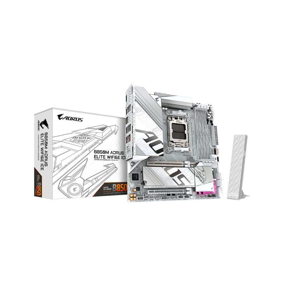 PLACA MADRE GIGABYTE AM5 B850M AORUS ELITE WIFI6E ICE DDR5 S/R/DP/2M2/USB/MATX-SKU:137775