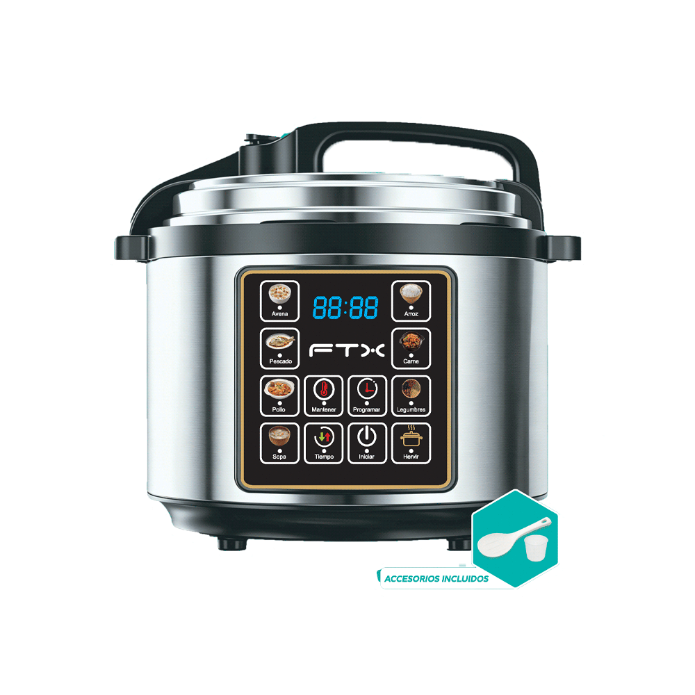 OLLA A PRESION FTX 6L 1000W 220V TOUCH COLOR PLATEADO PC2-6TC