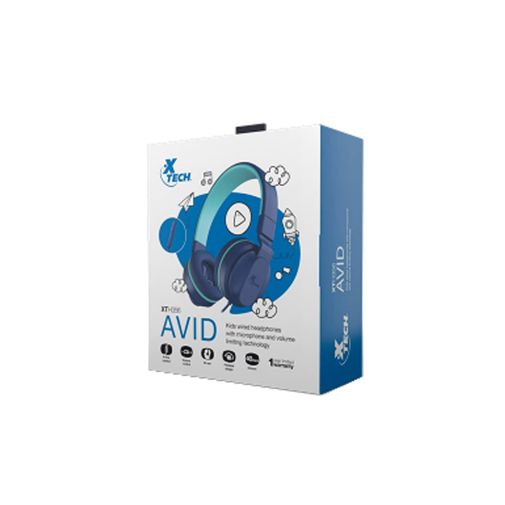 AURICULAR CON MICROFONO XTECH XTH-356 AVID KIDS /3.5MM/1JACK/AZUL-DM-102