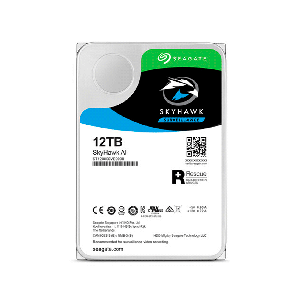 DISCO DURO SATA3 12TB SEAGATE SKYHAWK AI 7200 256MB ST12000VE001 SURVEILLANCE (GARANTIA BR