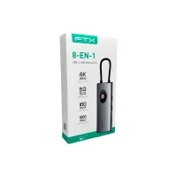 HUB 8 EN 1 USB-C - HDMI/RJ45/USB-A/USB-C/SD FTX-HUBL3-AG 4K/30HZ/1GBPS/100W/5GBPS