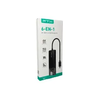 HUB 6 EN 1 USB-C - HDMI/USB-A/USB-C/SD FTX-HUBT4-PB 4K/30HZ/100W/5GBPS