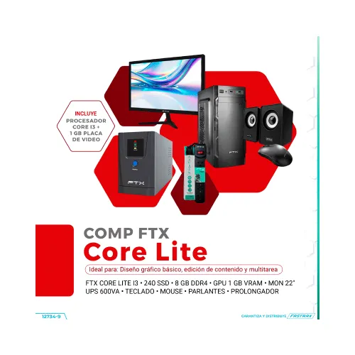 COMPUTADORA FTX CORE LITE I3/240SSD/8G/1GVGA+ MON 22