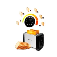 TOSTADORA FTX 2 PANES 750W 220V NEGRO ACERO INOX TSR2-75
