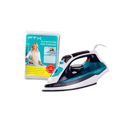 PLANCHA A VAPOR FTX 2200W 220V CERAMICO/SECO EI2-22 + PROTECTOR TERMICO DE PLANCHADO