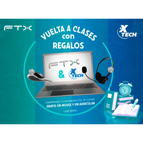 NOTEBOOK FTX CELERON 1.1/4G/128EMMC/W11 15N-NB11L1LA FTX + MOUSE XTM-195 + AURI FTXBH001