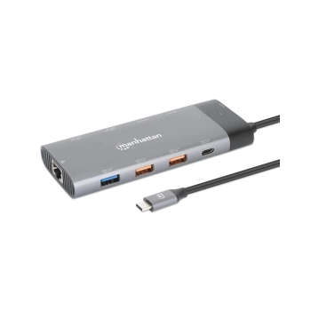 HUB USB-C 3.2 MANHATTAN 10 EN 1 8K/10GBPS/RJ45 GRI