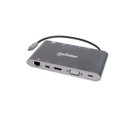 HUB USB-C 3.2 MANHATTAN 7 EN 1 VGA/SD/RJ45 GRIS 15