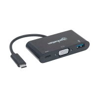 CONVERTIDOR USB-C 3.1 PARA VGA/USB-A/USB-C 152044 HD/FHD/60HZ MULTIPUERTOS NEGRO BLISTER