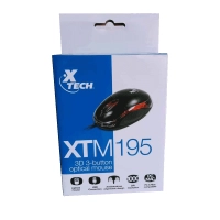 MOUSE XTECH USB XTM-195 1000DPI/3D 3 BOTON/ NEGRO C/ LED ROJO