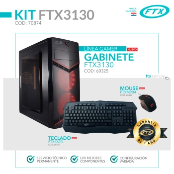 GABINETE KIT GAMER FTX3130 600W+MOUSE+TECLADO/2 FA