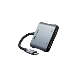 ADAPTADOR USB-C - 2 HDMI/USB-C/USB-A FTX-CM2H4K-AG 4K/60HZ/100W/GRIS Hover