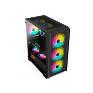 GABINETE GAMER FTX-702BK VIDRIO TEMPLADO MATX/MITX NEGRO Hover