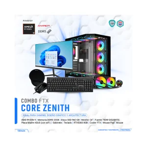 COMPUTADORA FTX CORE ZENITH R9/960SSD/16G/RTX5060-8G + MON 24"+TECL+MOU+MOUPD+ COOLER