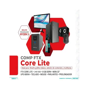 COMPUTADORA FTX CORE LITE R3/240SSD/8G/MON 22"+UPS 600+TECLADO+MOUSE+SPK+FILTRO